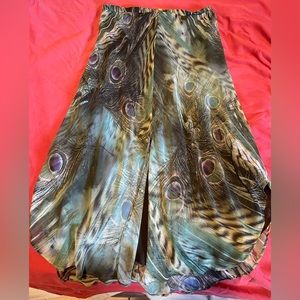 Beautiful peacock design long blue and green skirt